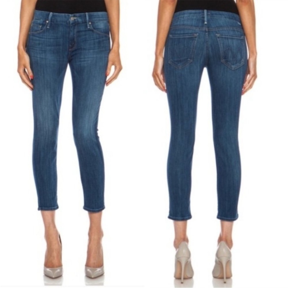 MOTHER Jean The Looker Crop Leaving Paradise Denim Stretch Sz 27